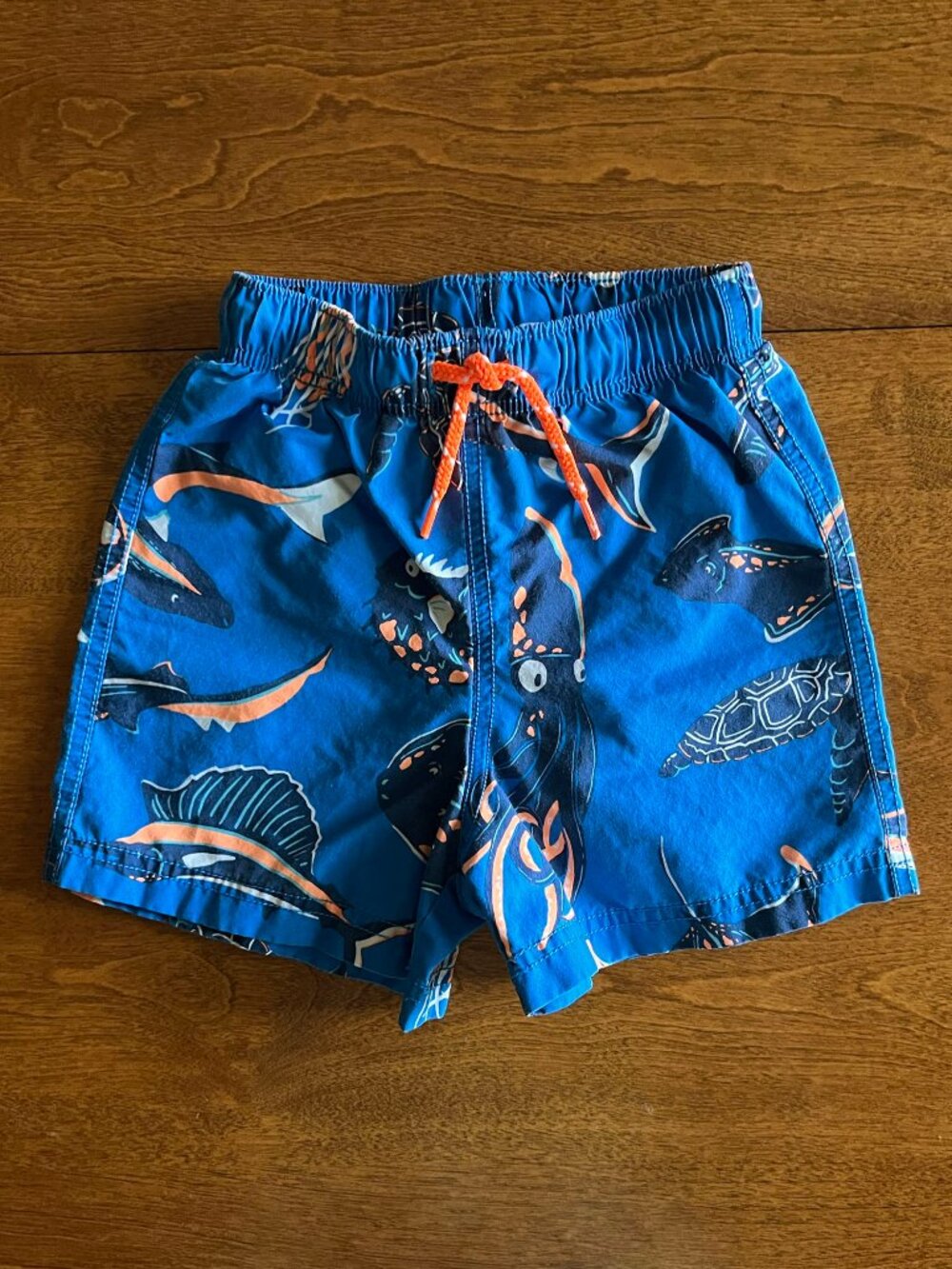Mini Boden blue ocean life swim trunks 2-3y